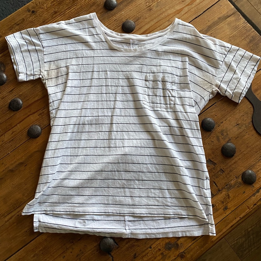 White and Black Striped Tee